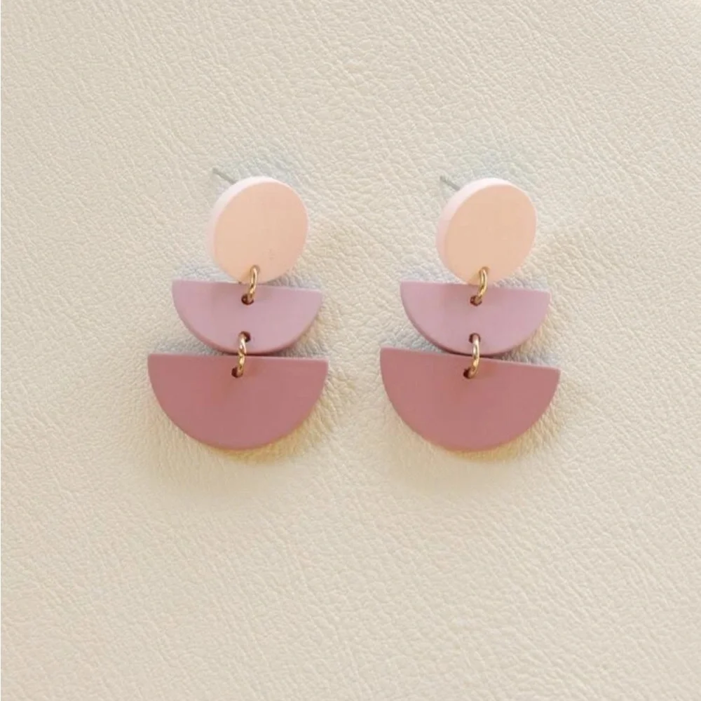 Pink Geometric Drop Earrings